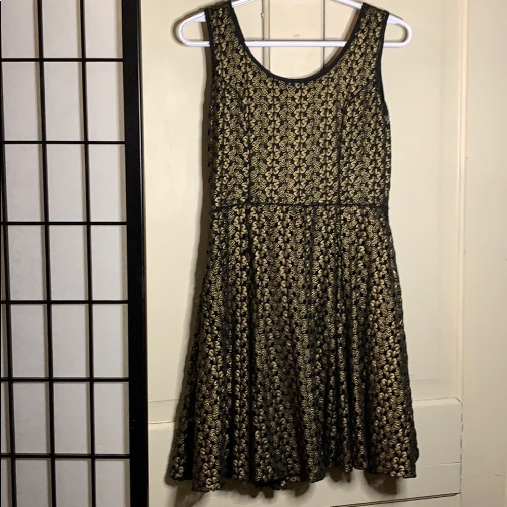 Must Have Short Gold and Black Mini Dress